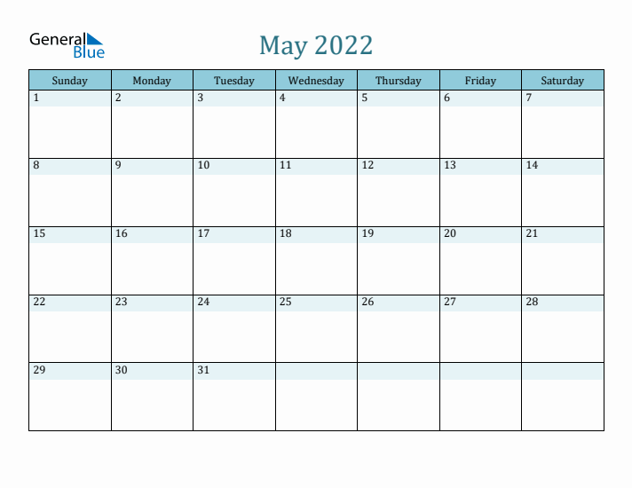 May monthly calendar pdf word excel