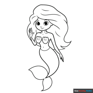 Mermaid coloring page easy drawing guides