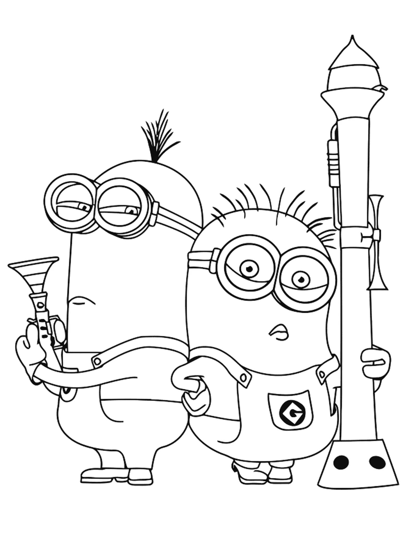 Cool minions coloring page