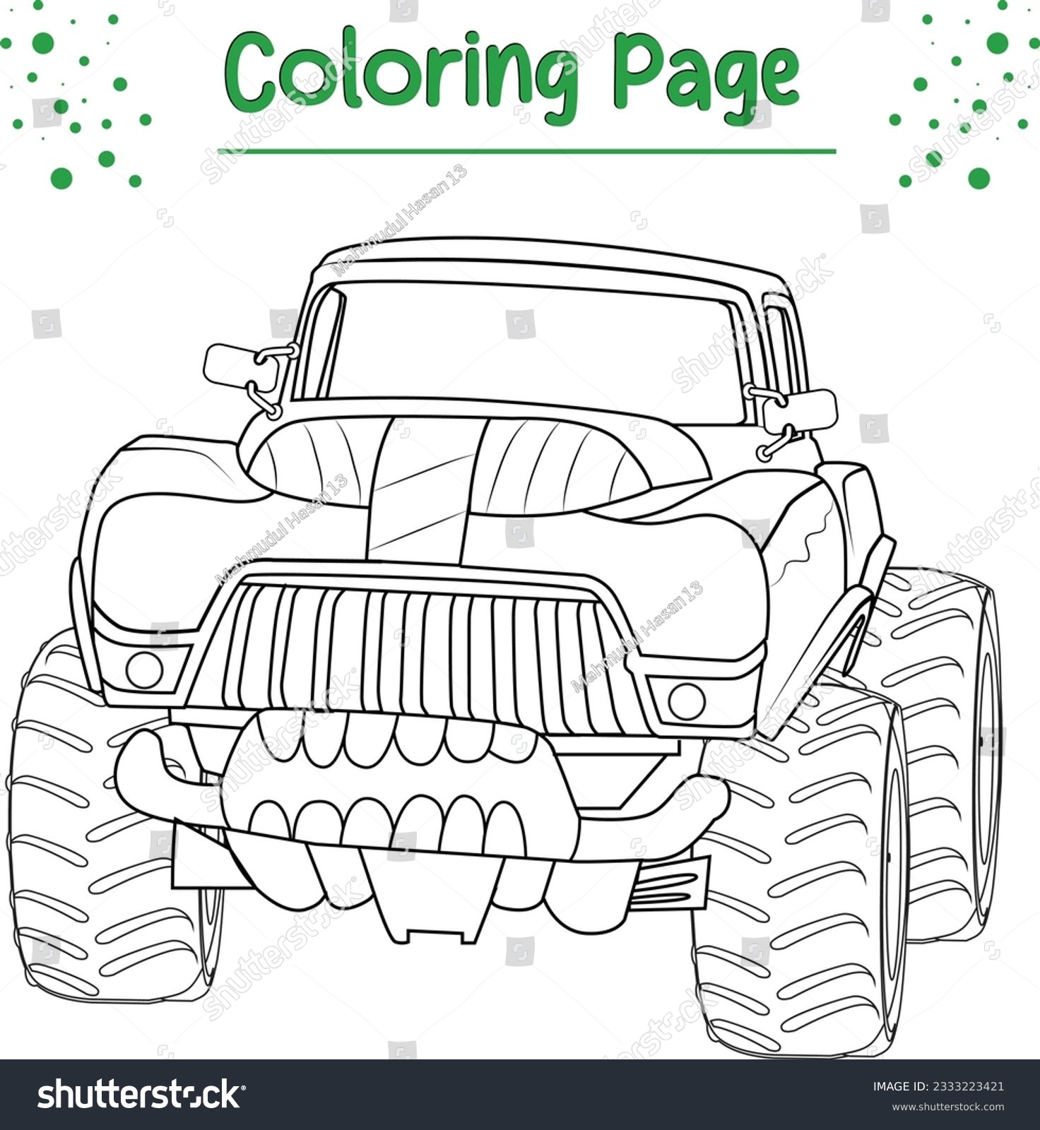 Monster truck coloring page printable monster stock vector royalty free