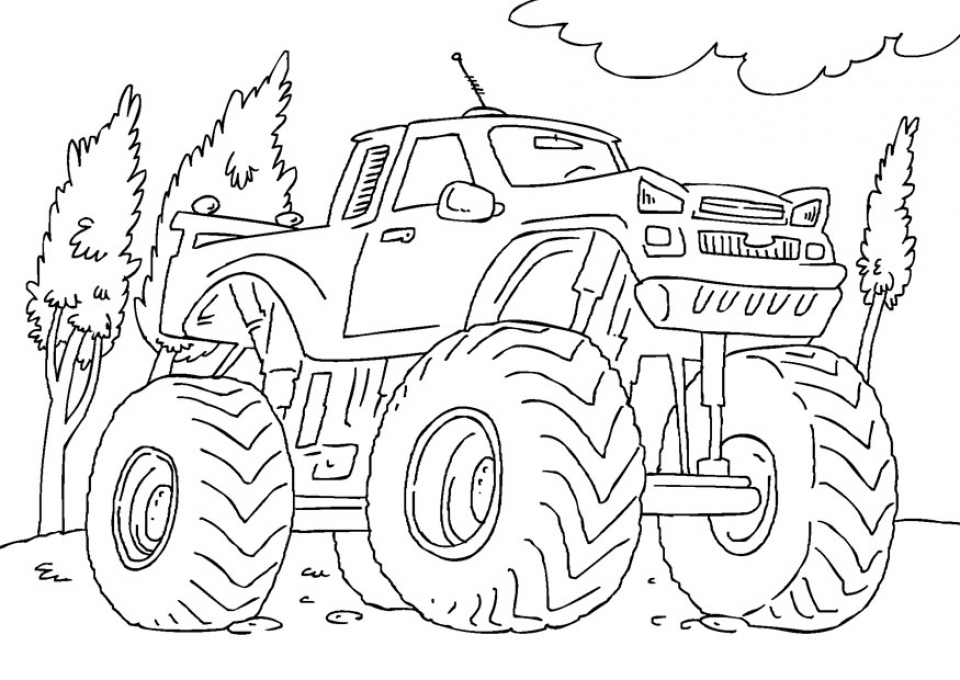 Get this free monster truck coloring pages