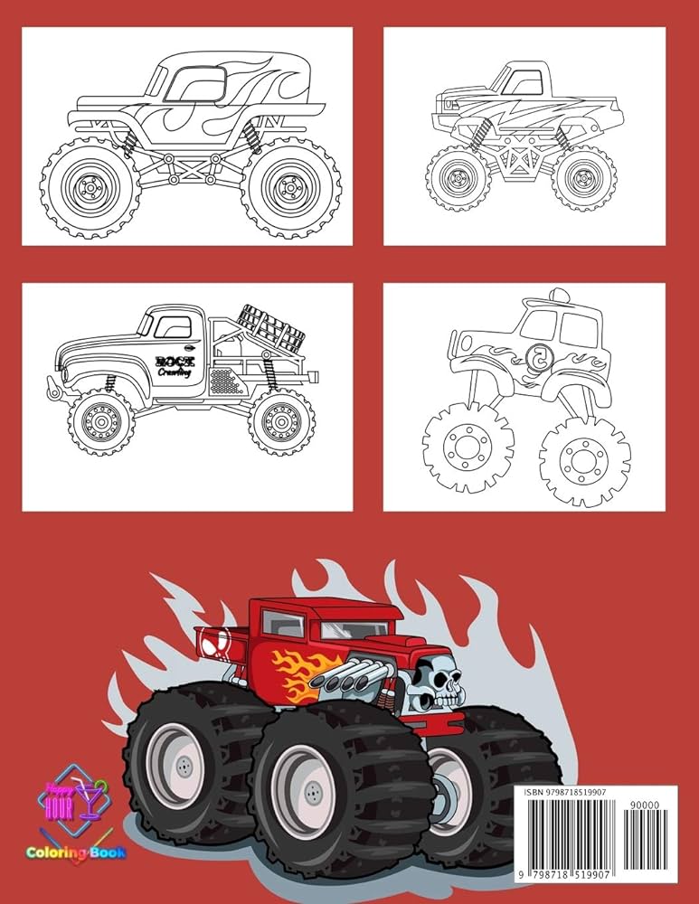 Monster truck coloring book for kids ages