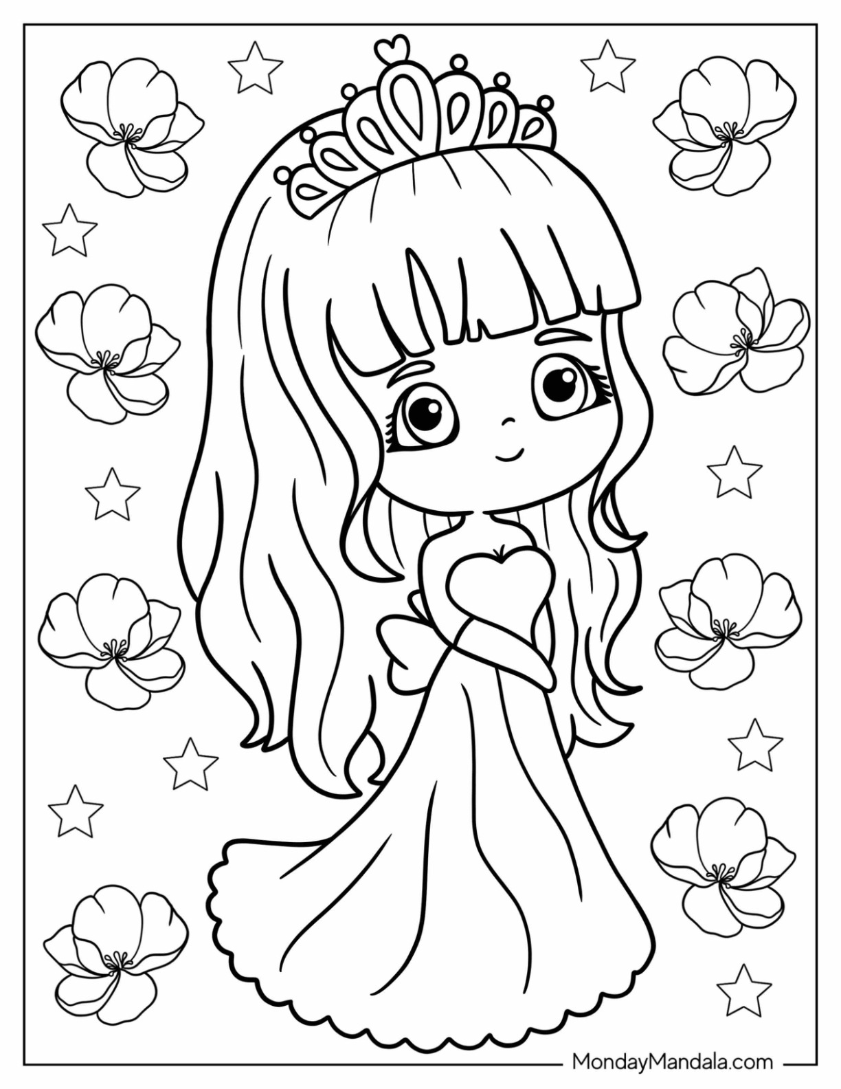 Princess coloring pages free pdf printables