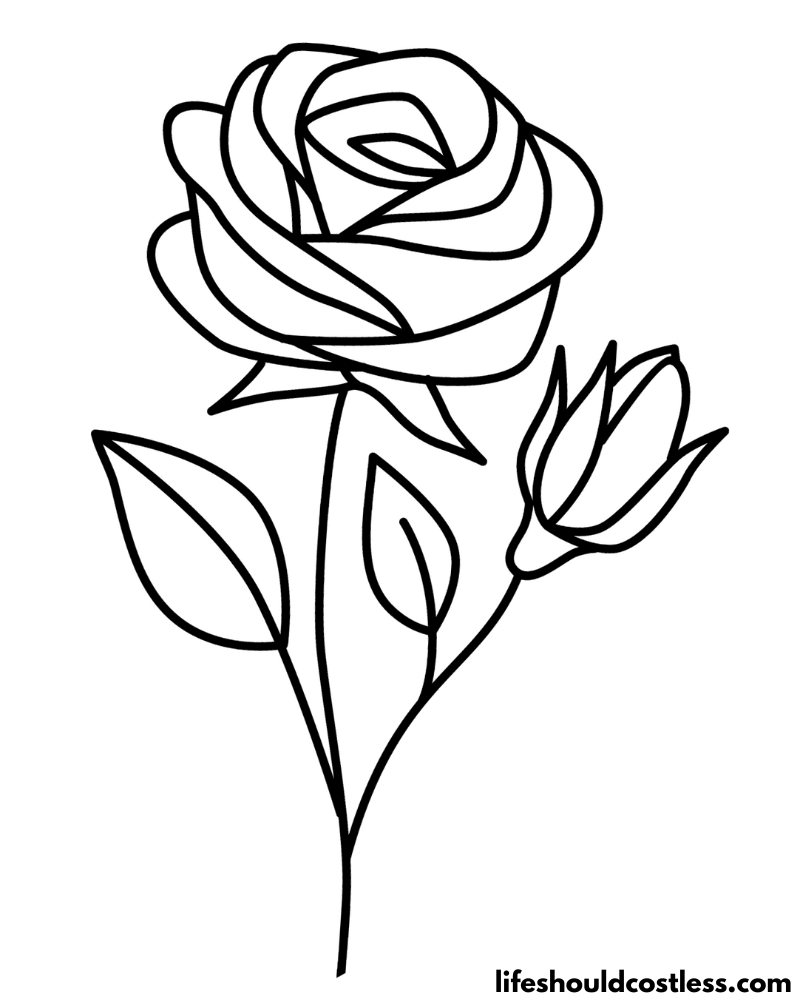 Rose coloring pages free printable pdf templates