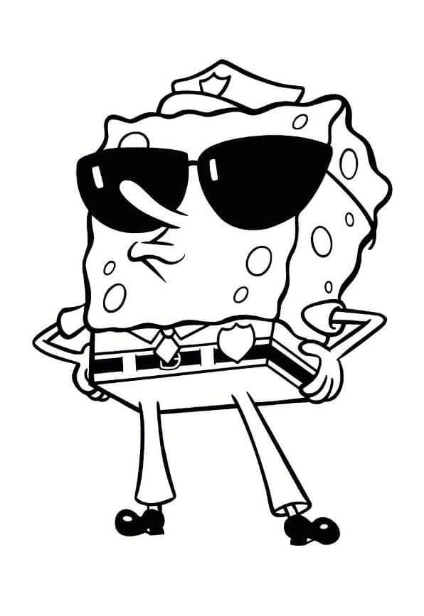 Police spongebob coloring page
