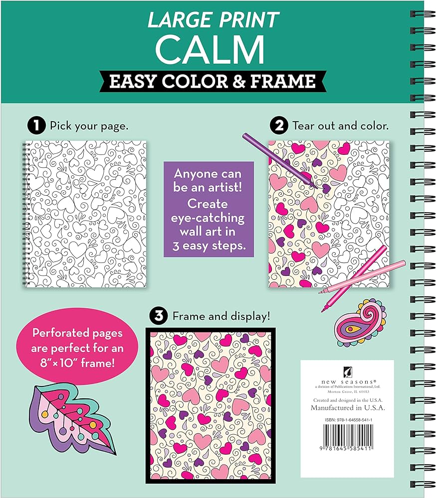 Large print easy color frame
