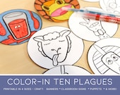 Ten plagues of egypt coloring pages craft templates circles for banner classroom decorations and more passover printable decorations by moms crafters catch my party