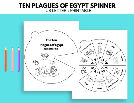 Plagues of egypt bible story activity sunday school lesson ten plagues spinner printable coloring wheel