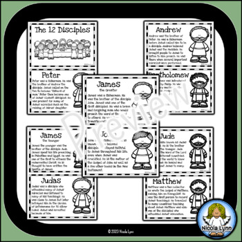The disciples mini book posters coloring pages worksheets by nicola lynn