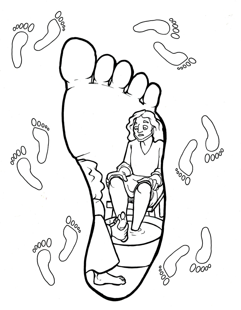 Jesus washes disciples feet coloring page