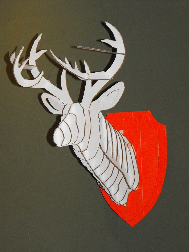 D cardboard duct tape deer head trophy with template steps with pictures