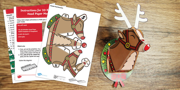 D reindeer head decoration diy christmas crafts for kids