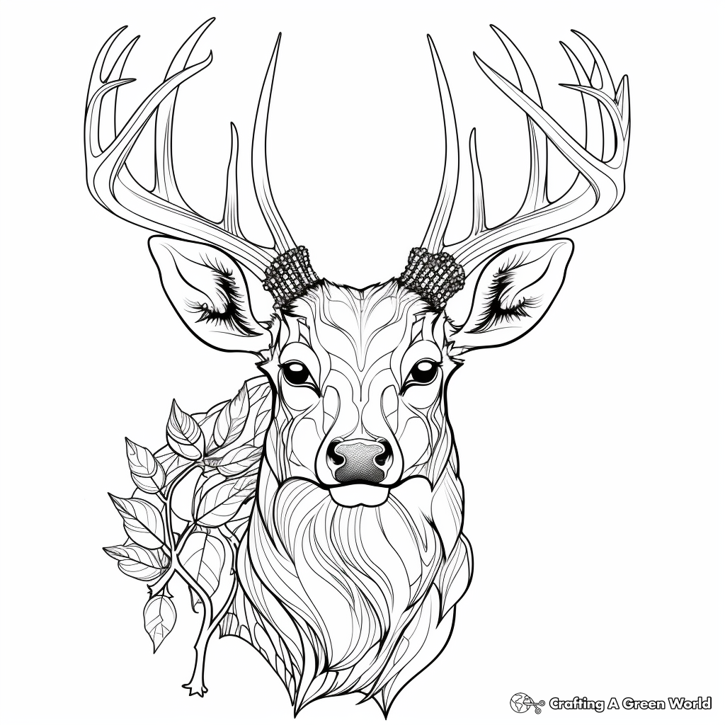 Deer head coloring pages