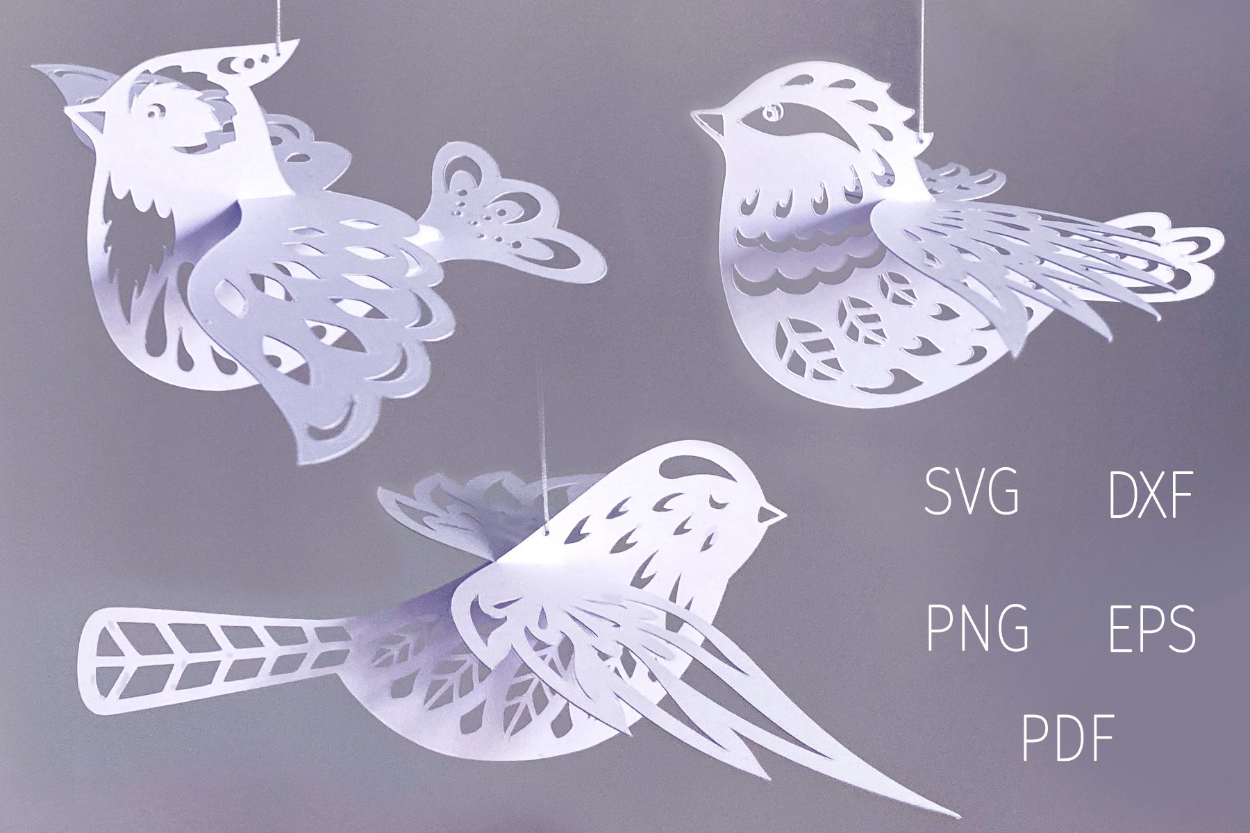 D bird paper cut template spring birds svg ornament