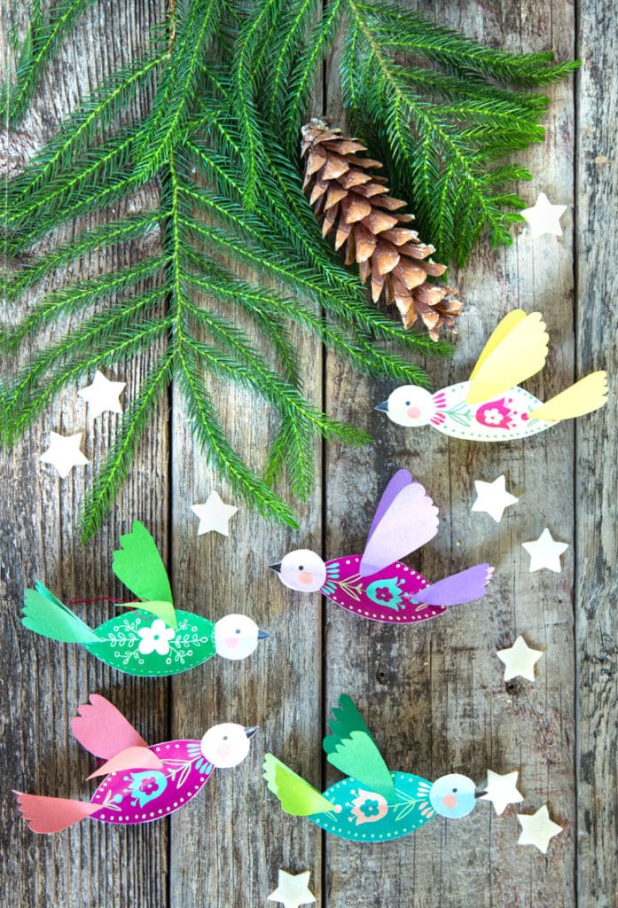 D paper birds christmas crafts ornaments