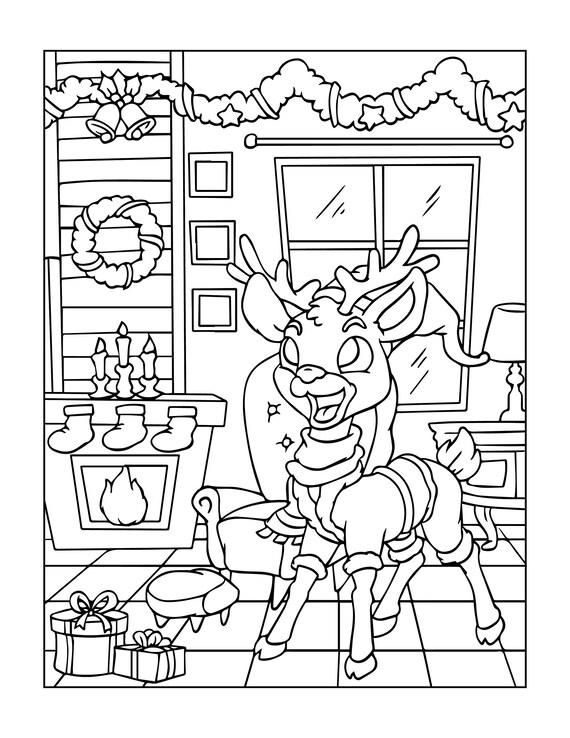 Christmas coloring pages festive holiday fun printable digital instant download