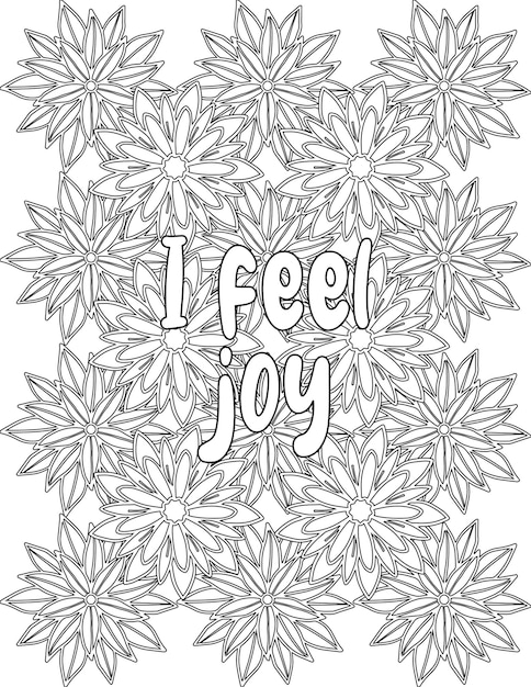 Premium vector positive affirmation coloring pages floral coloring sheet for mindfulness and stressfree for kids