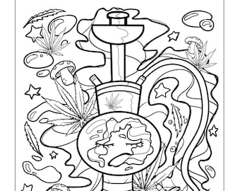 Printable trippy stoner coloring pages instant download perfect for adults who love to get creative