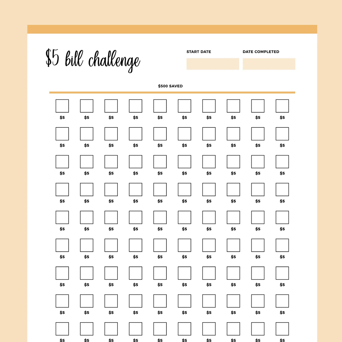 Printable dollar bill challenge instant download pdf a us letter â plan print land