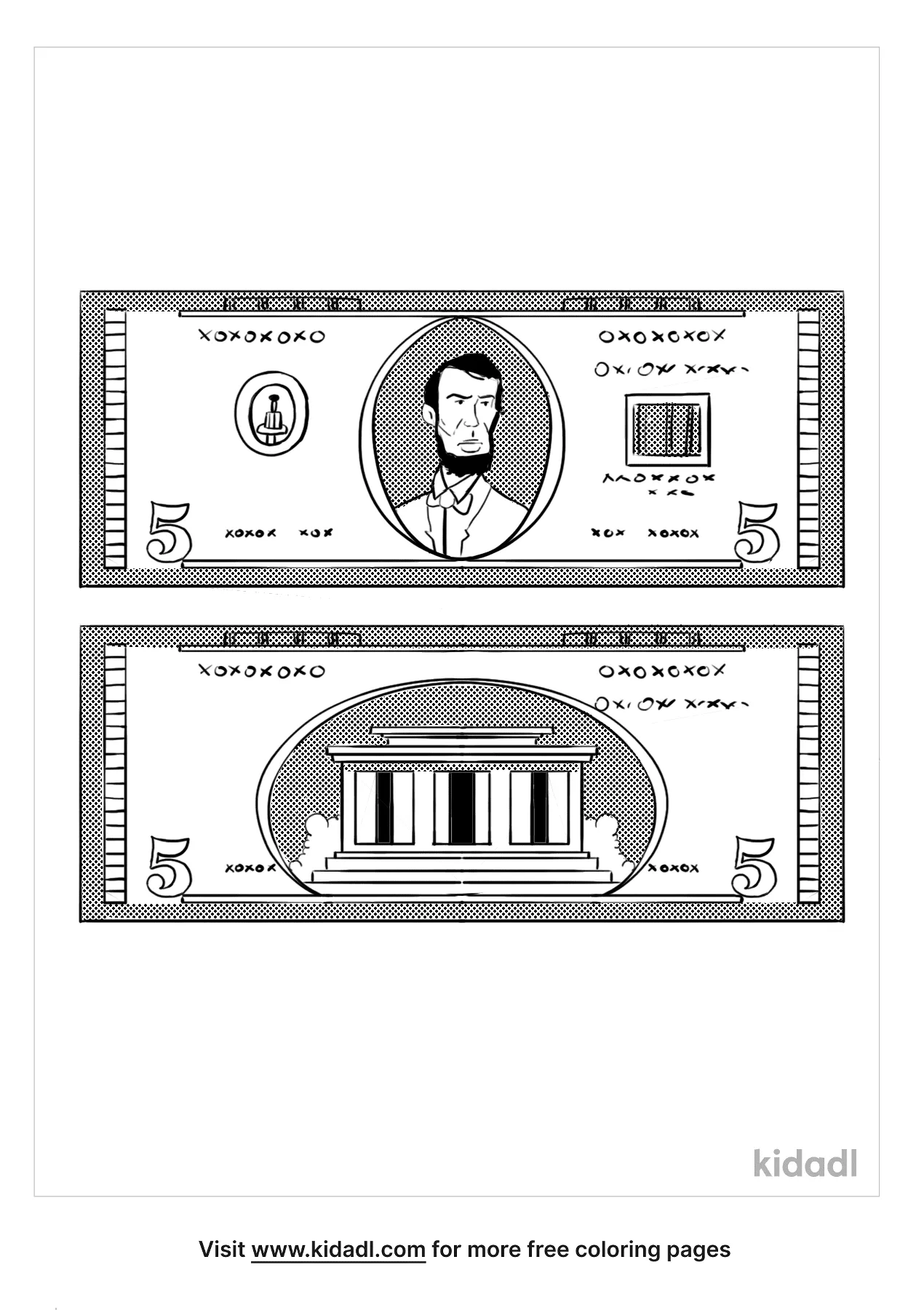 Free dollar bill coloring page coloring page printables