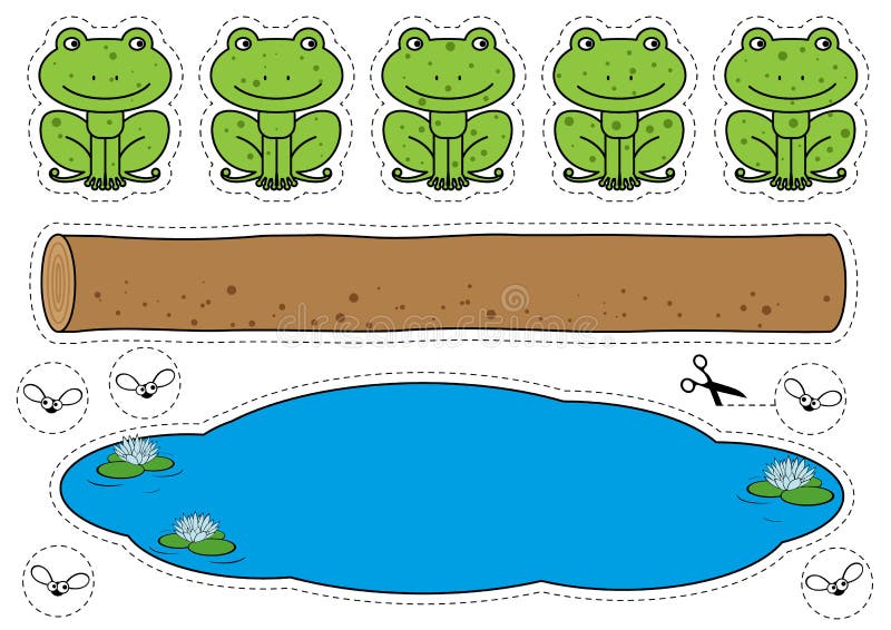 Five little speckled frogs game stock vector