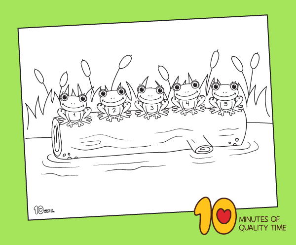 Five little speckled frogs coloring page â minutes of quality time