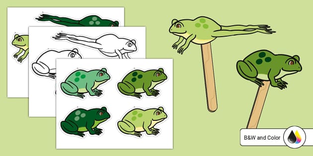Five little speckled frogs stick puppets teacher made