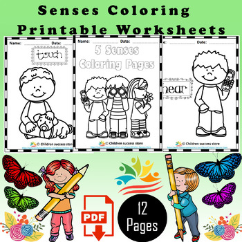 Senses coloring pages by children success store tpt