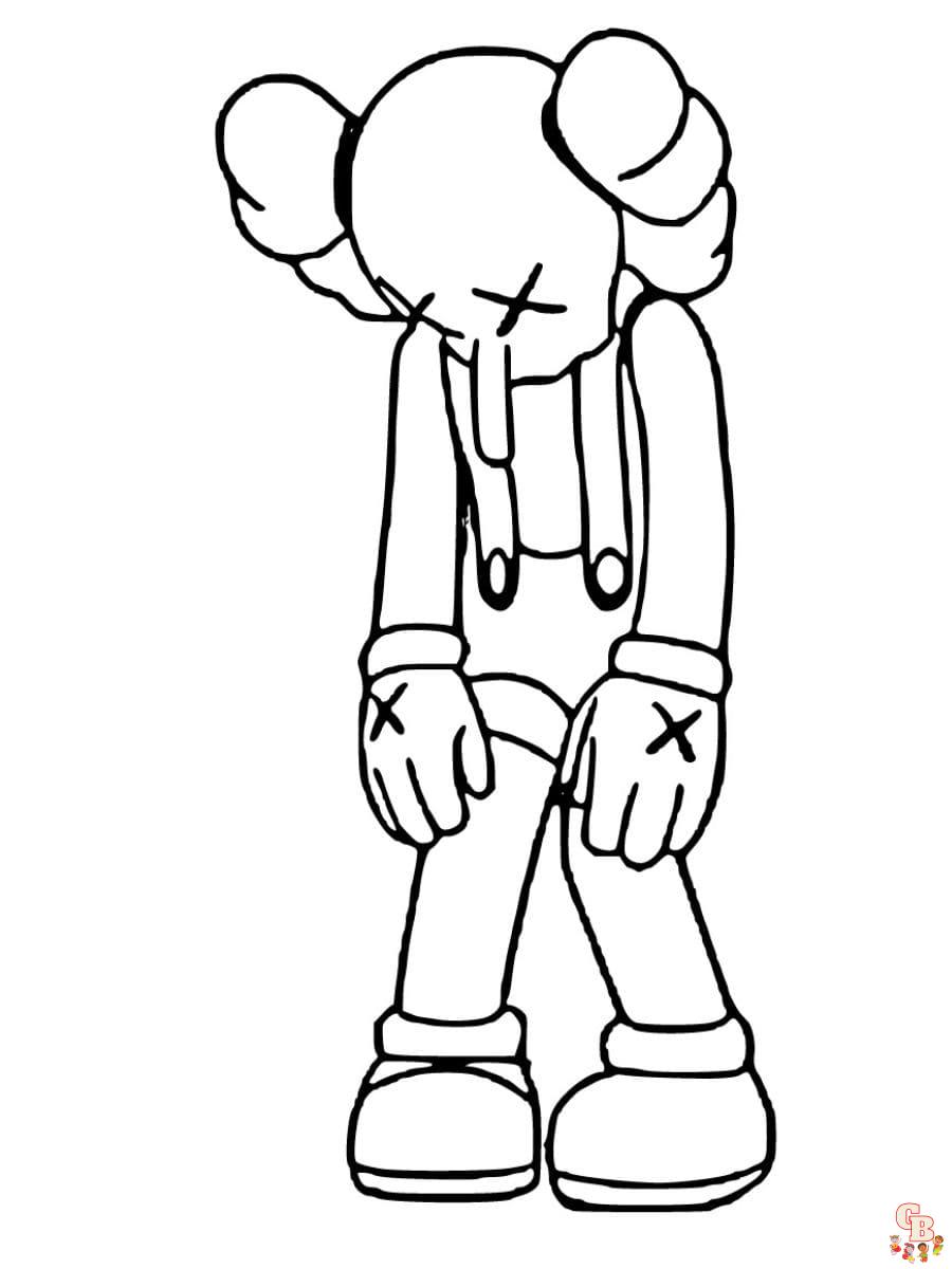 Printable kaws coloring pages free for kids and adults