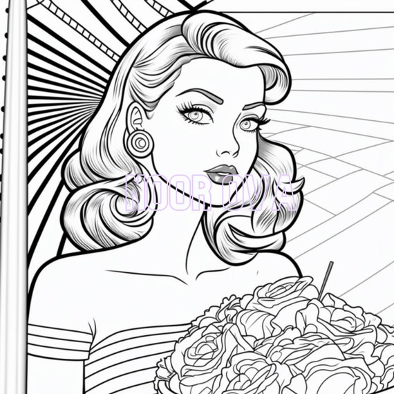 Coloring therapy for fans of retro style printable pop art pages of s and s fashion