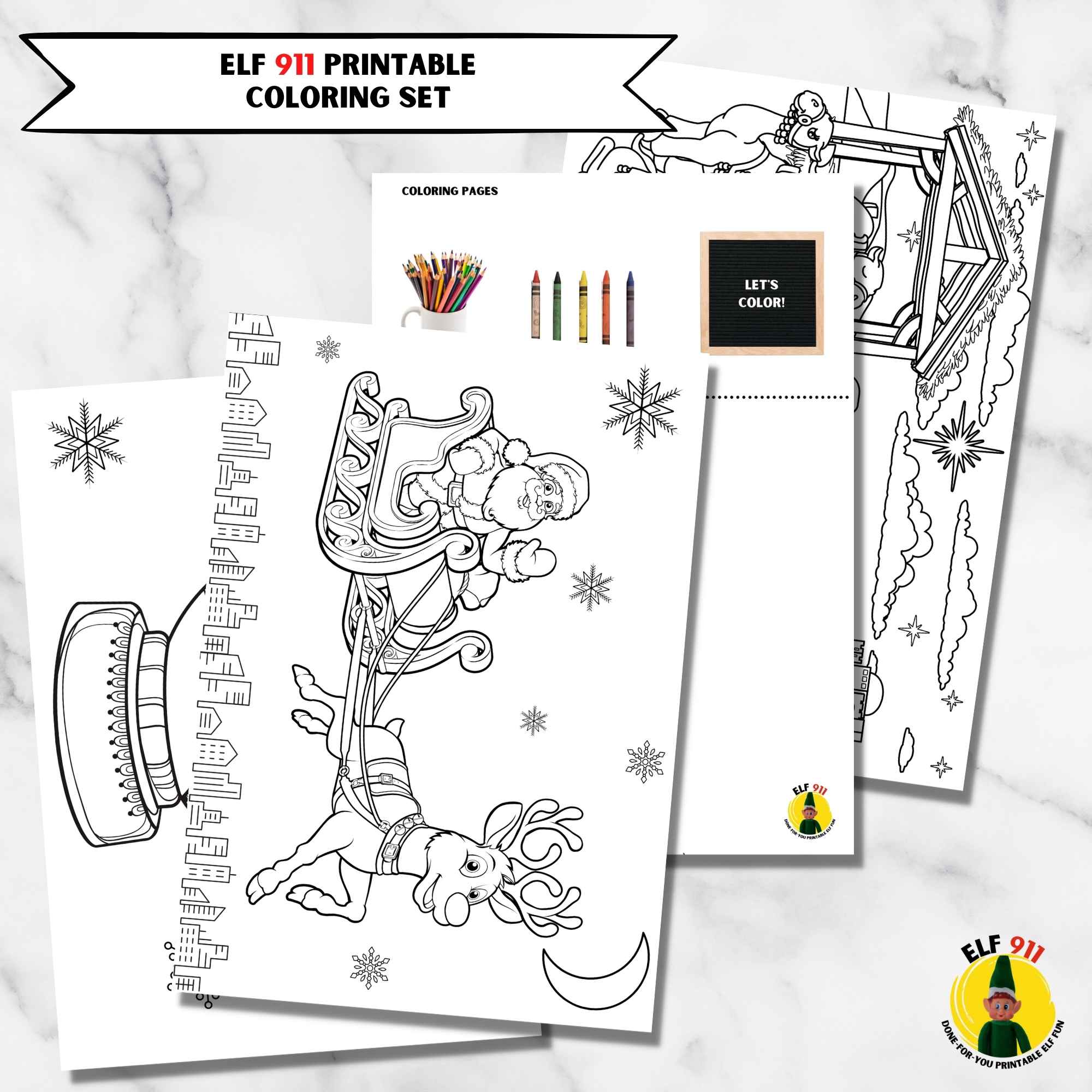 Elf christmas elf printable lets color play set â heathered nest