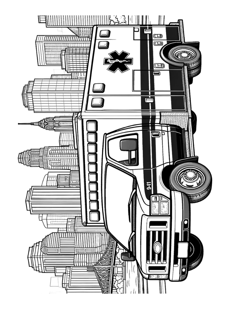 Free printable ambulance coloring pages