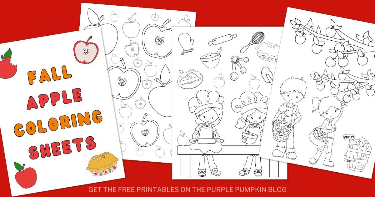 Free printable autumn fall apple loring sheets