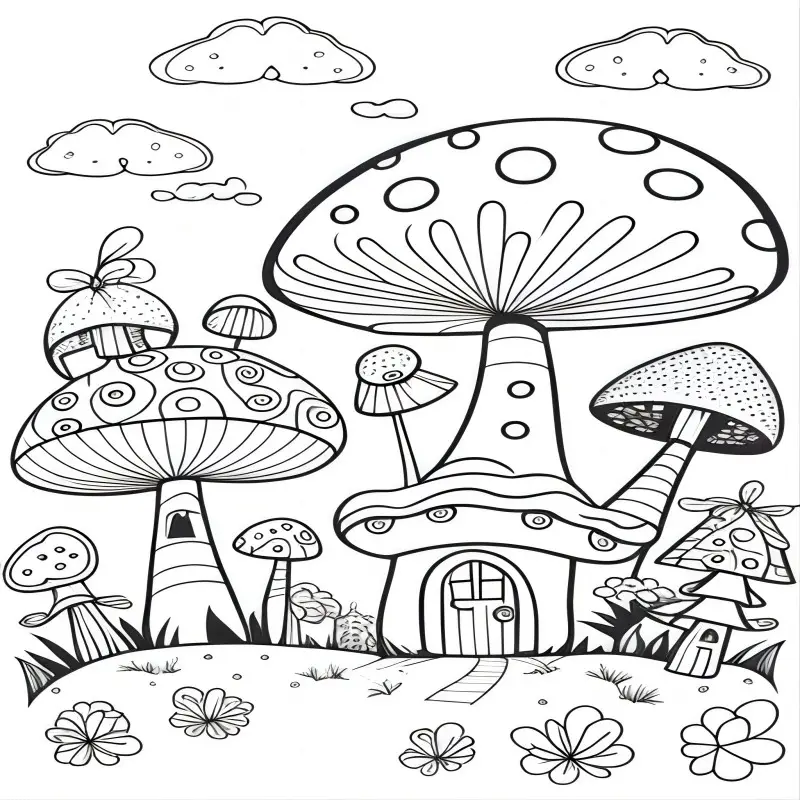 Mushroom theme kids coloring book christmas halloween