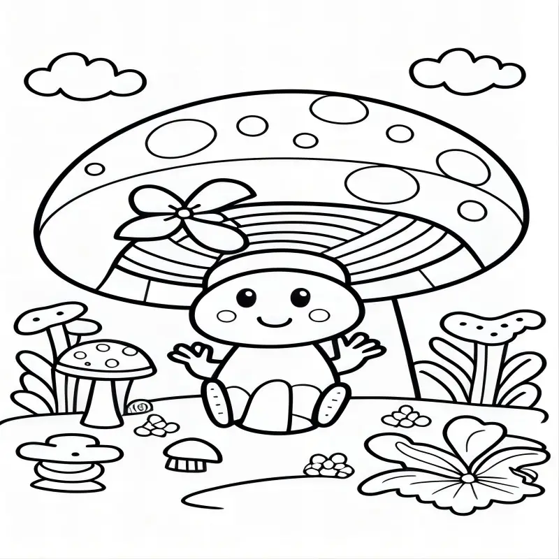 Mushroom theme kids coloring book christmas halloween