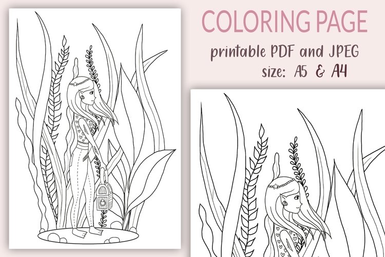A coloring pages for kids underwater girl coloring page