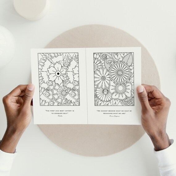 Mindfulness colouring pages digital download for adults mental health coloring pages printable a print quotes self care for reflection