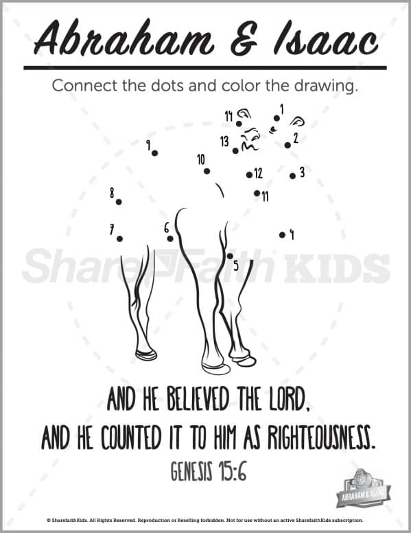 Genesis abraham and isaac preschool dot to dot â