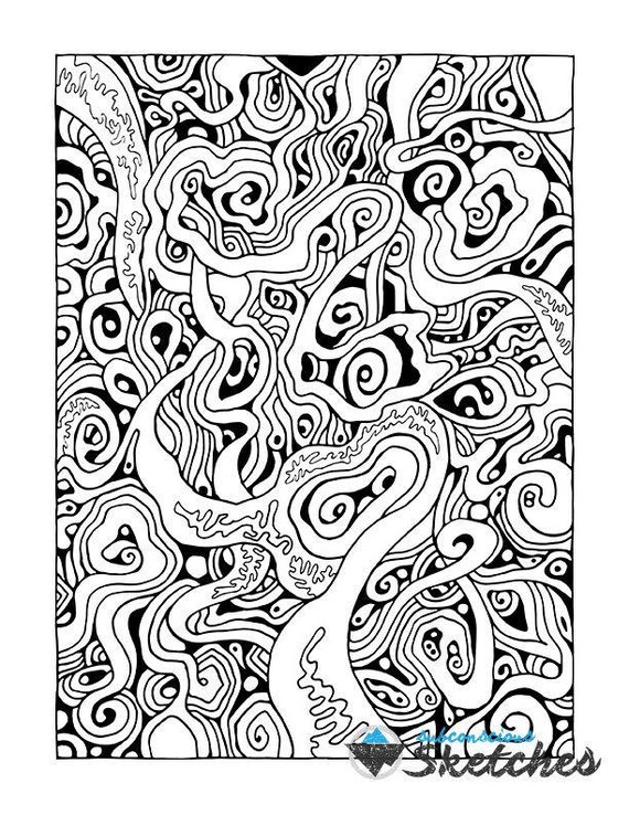 Cosmic coloring page subconscious doodle adult coloring page abstract art instant digital download printable space coloring pages