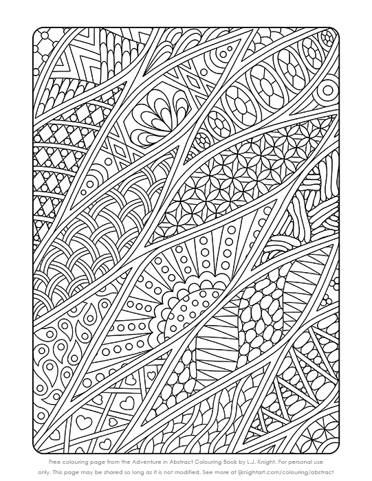Free printable abstract colouring page download lj knight art