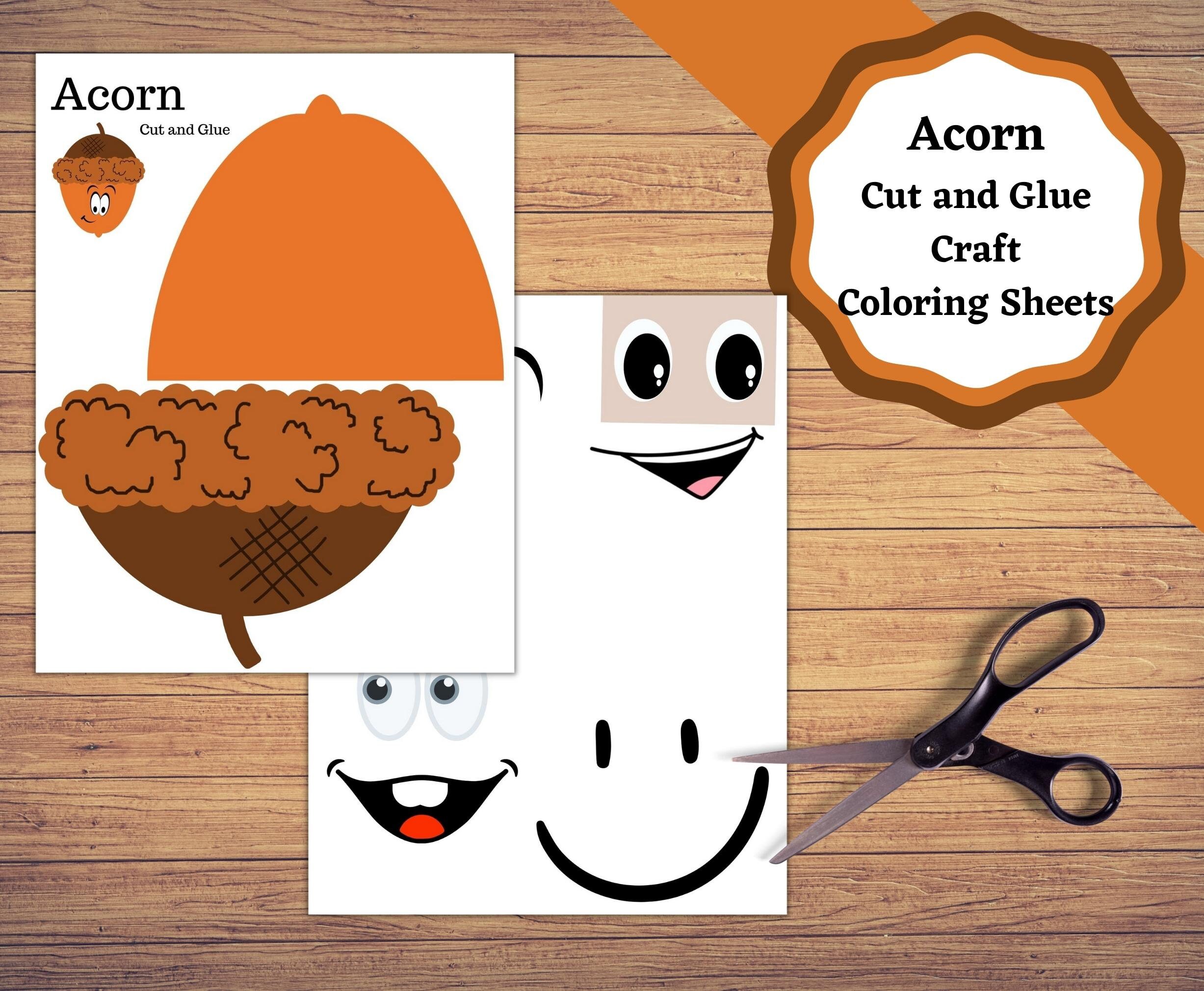 Printable acorn craft fall craft and coloring pages