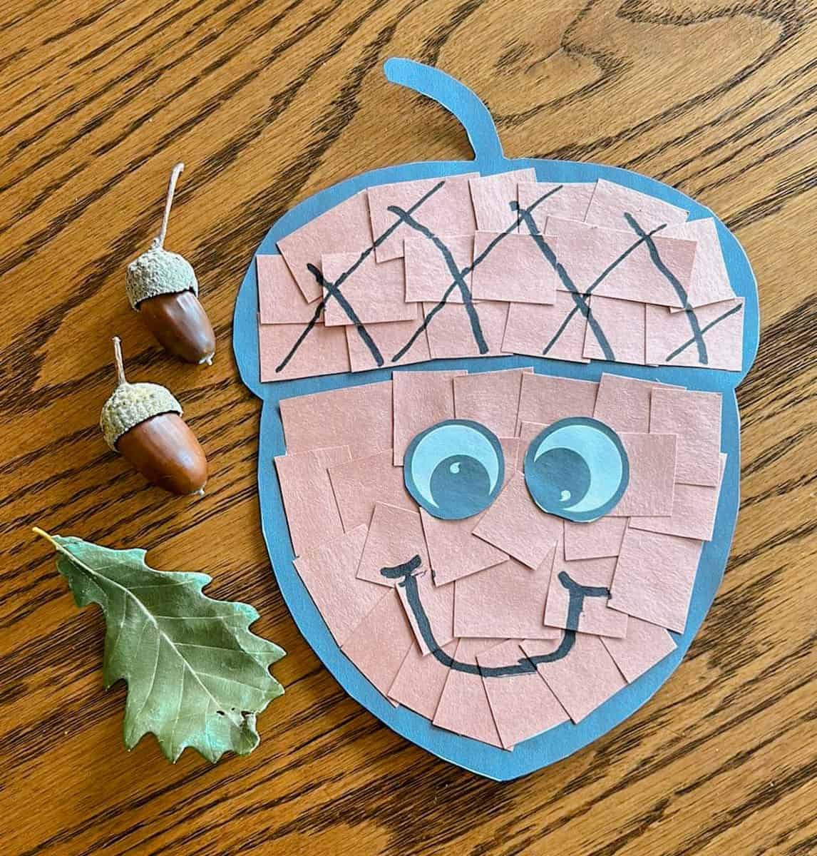 Acorn craft for kids with free printable template