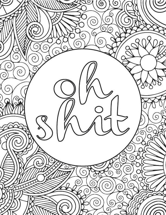 Printable adult coloring book page oh shit