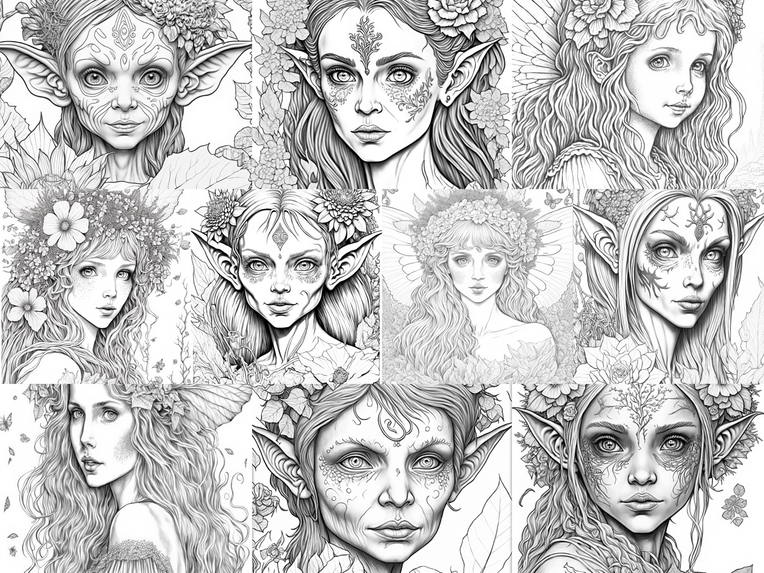 Goblins fairies gnomes orks dark forest vol coloring pages printable adult coloring pages download grayscale illustration printable