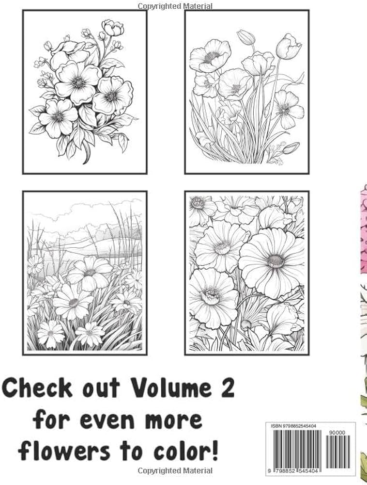 Blossoming serenity adult flower coloring book with various flower designs for relaxation and stress release volume designed for right