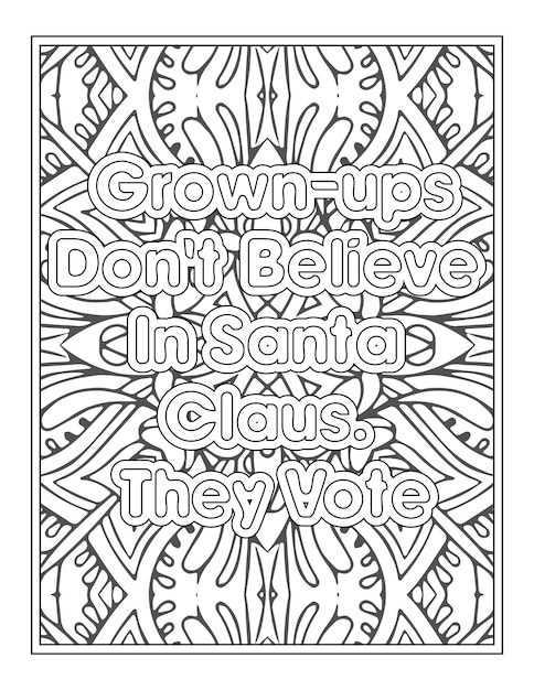 Premium vector santa claus quotes coloring page for adult coloring book