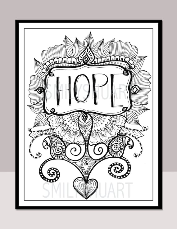 Hope printable motivational quotes christmas quotes coloring zentangle adult coloring pages cards mindfulness coloring art therapy