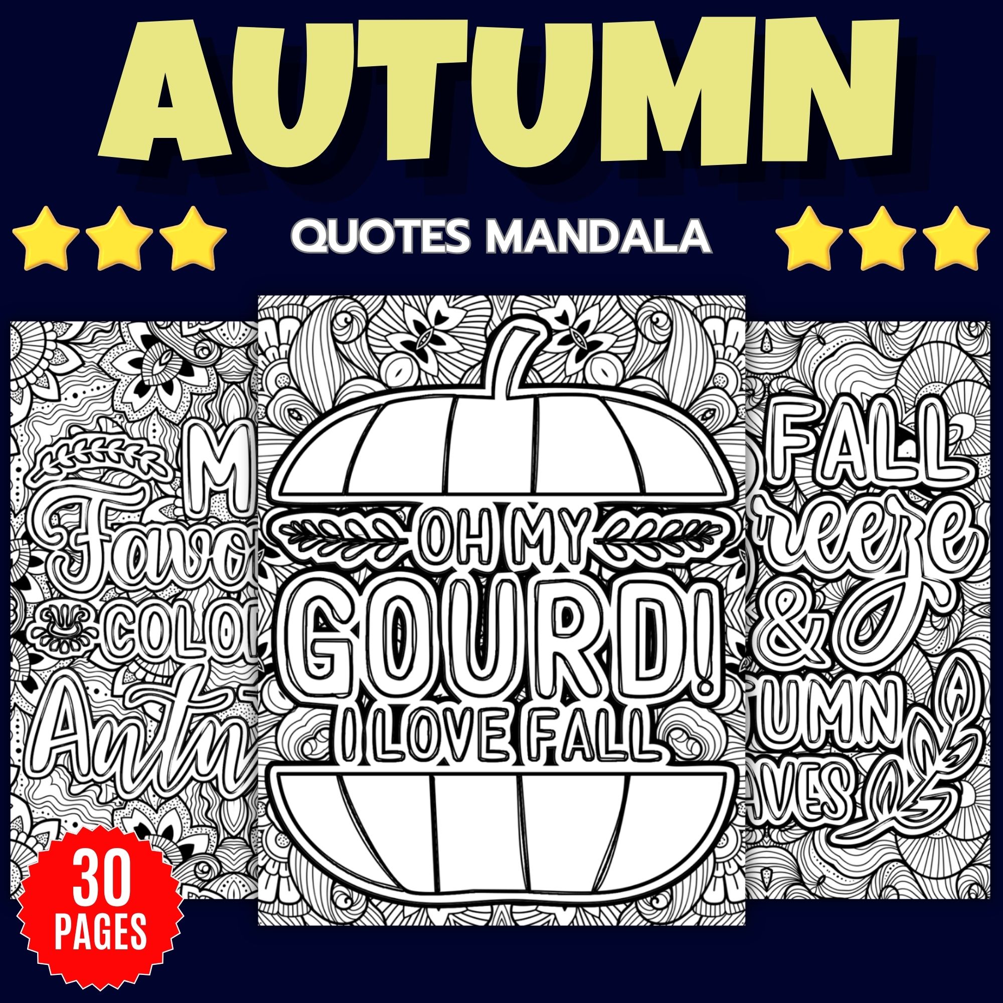 Printable fall quotes mandala coloring pages