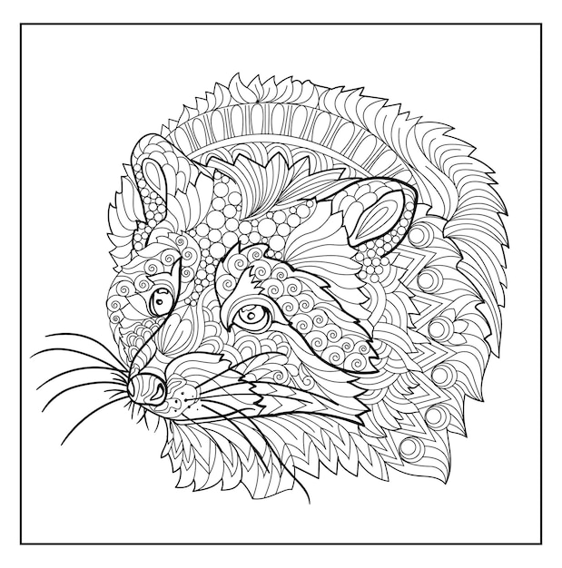Premium vector animal doodle art coloring pages for adults
