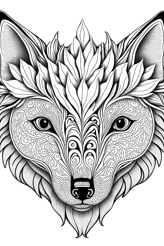 Fox mandala coloring download printable adult coloring page advanced coloring download for adults animal coloring
